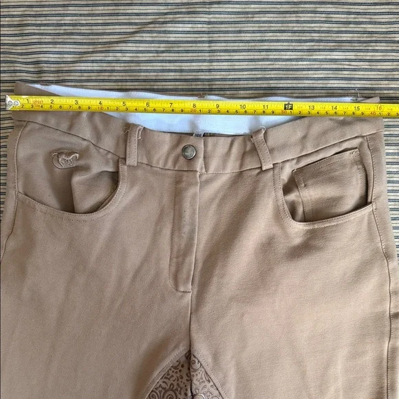 Piper by SmartPak Breeches Tan Paisley Silicone Grip Full Seat Riding Pants - Picture 3 of 16